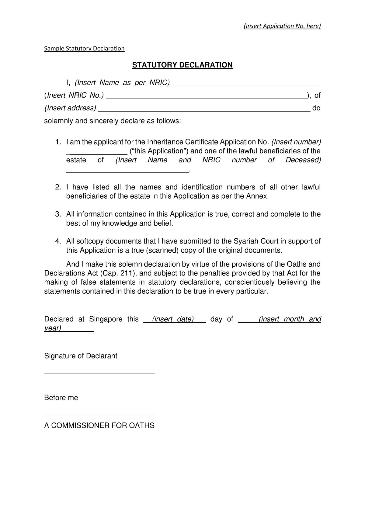 Sample Statutory Declaration Form Malaysia Kartika Pr 4971