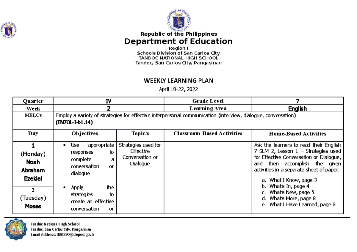 Wlp-A4 Grade 7-April 18-22,2022 - Republic of the Philippines ...