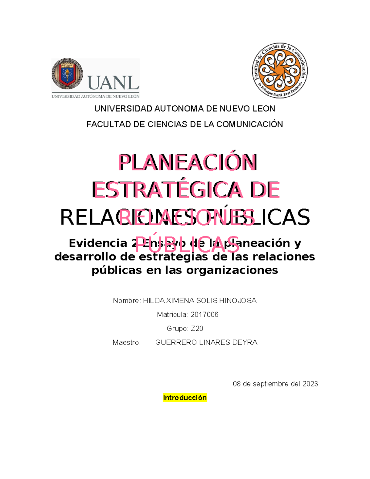 TAREA ACTIVIDA Evidencia 2 - UNIVERSIDAD AUTONOMA DE NUEVO LEON ...