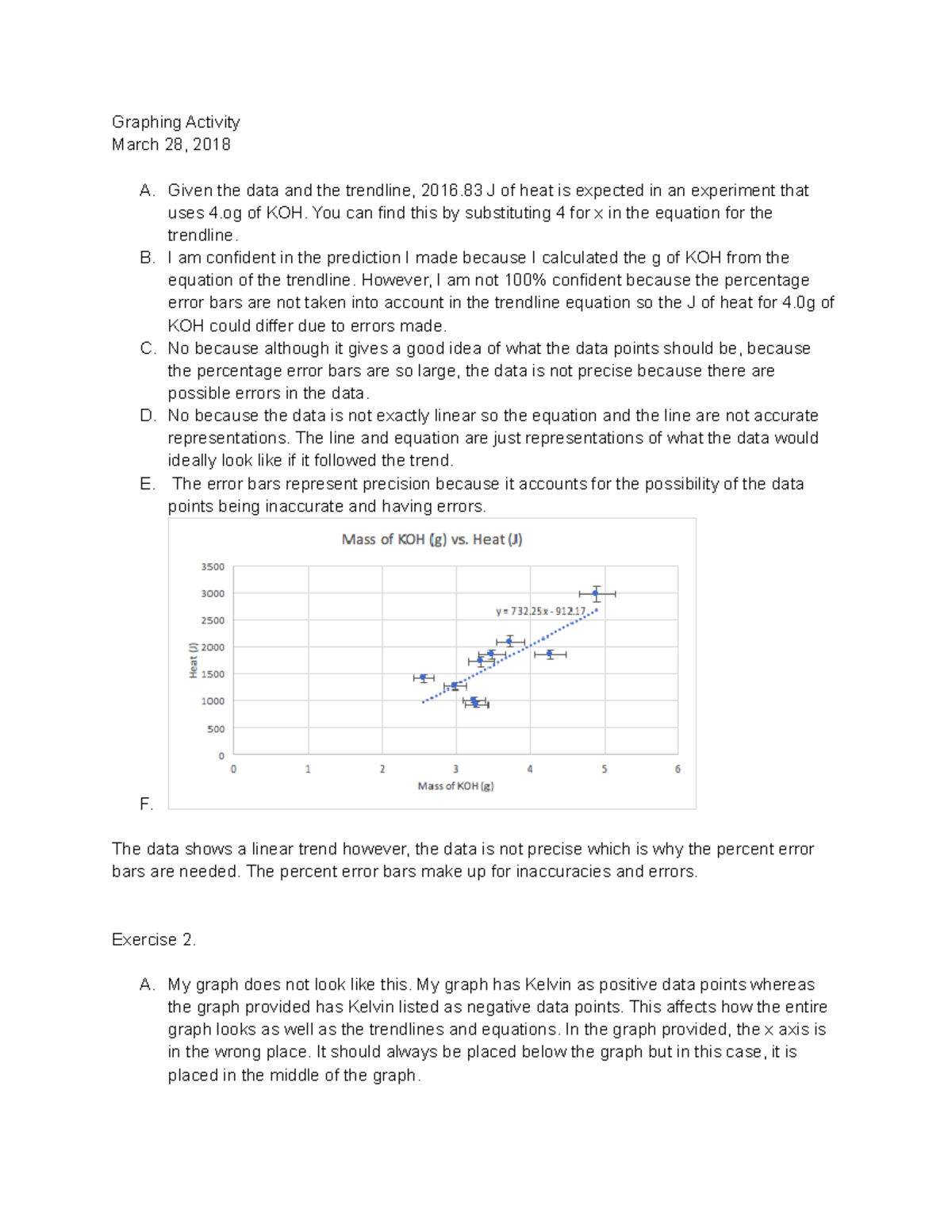 Graphing Activity - Graphing Activity March 28, 2018 A. Given the data ...