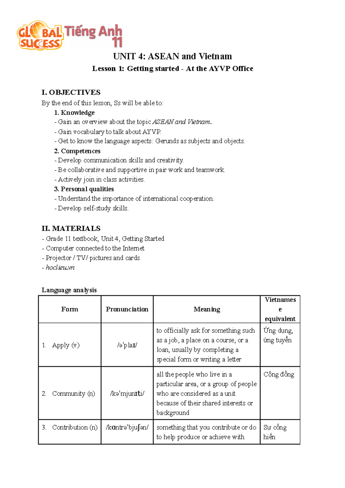 unit 15 lesson 2 lớp 4 global success