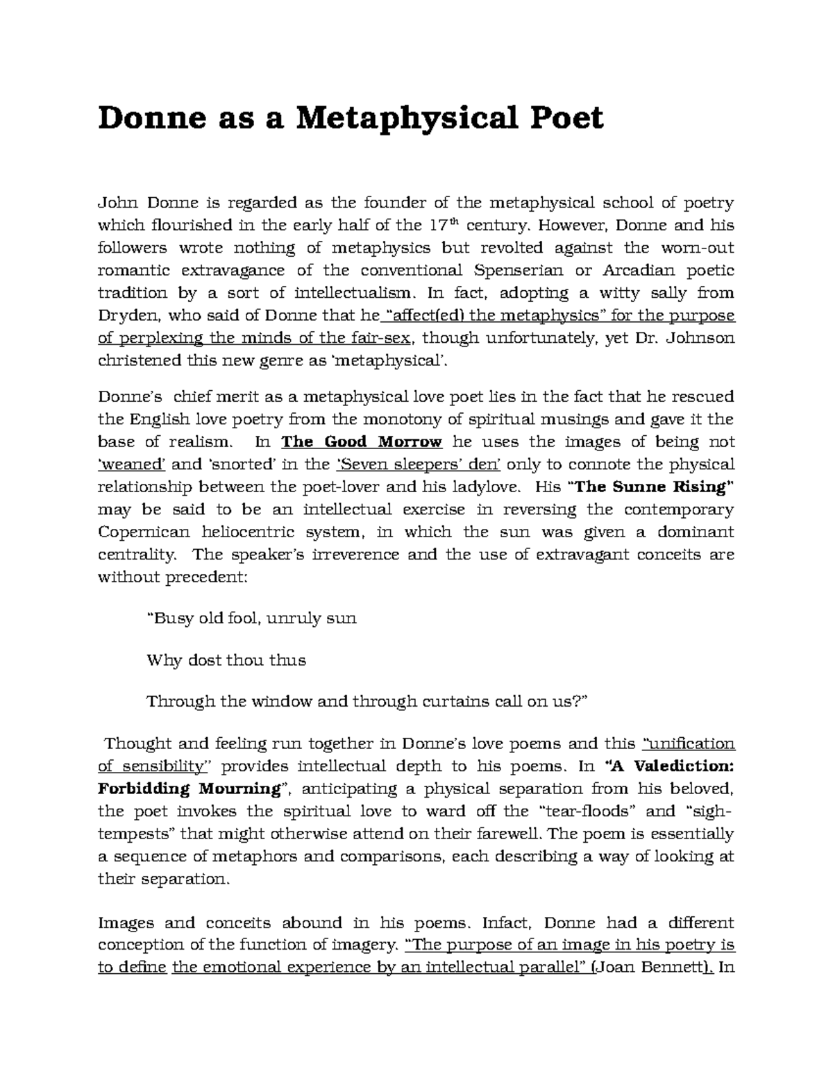 Donne metaphyscal mode Donne as a Metaphysical Poet John Donne is