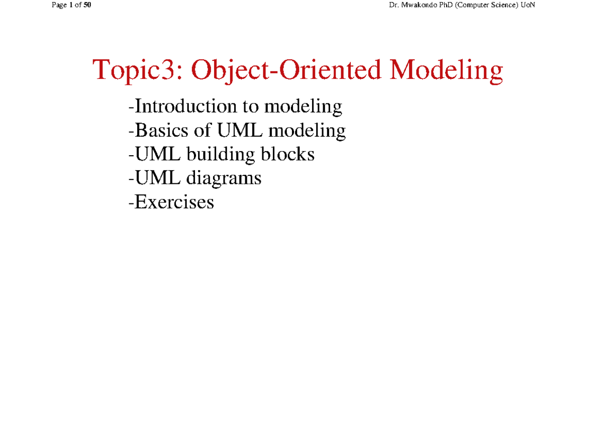 Topic 3 Slide Notes Cse4201 Object Oriented Analysis And Design Topic3 Object Oriented