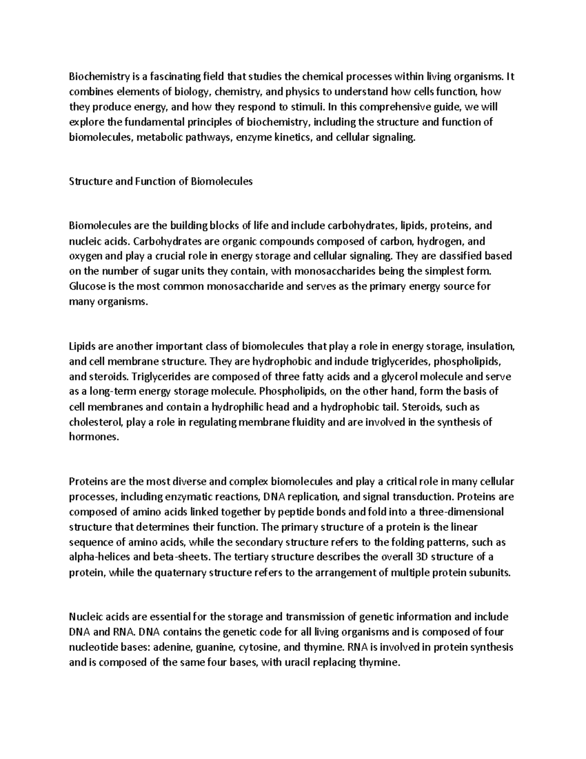 Biochem - Biochemistry is a fascinating field that studies the chemical ...