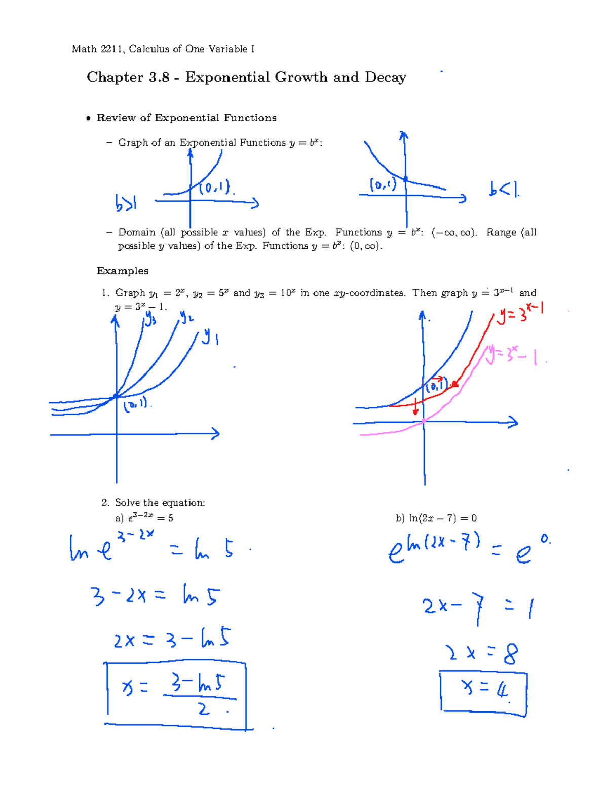 Sol. of Notes 3 - Yang Li - Math 2211, Calculus of One Variable I ...