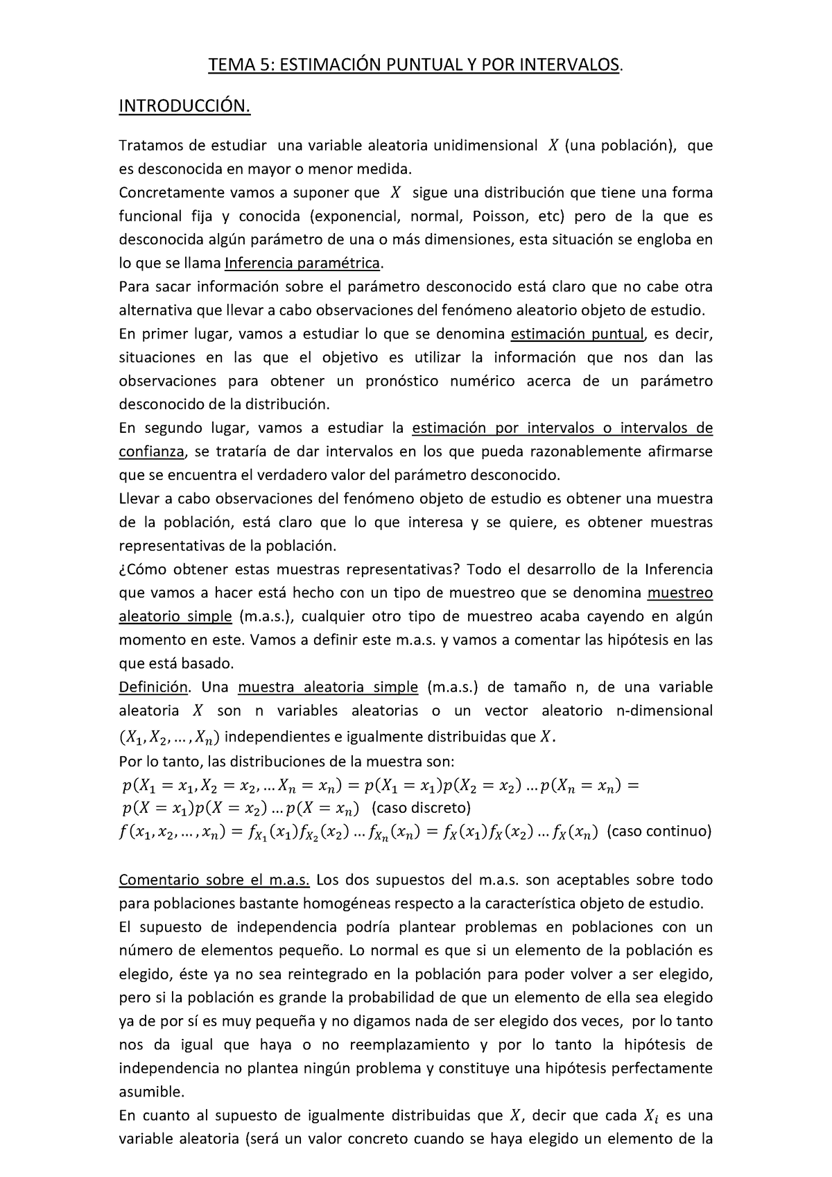 Tema 5 Estimación Puntual Y Por Intervalos. Problemas - TEMA 5 ...