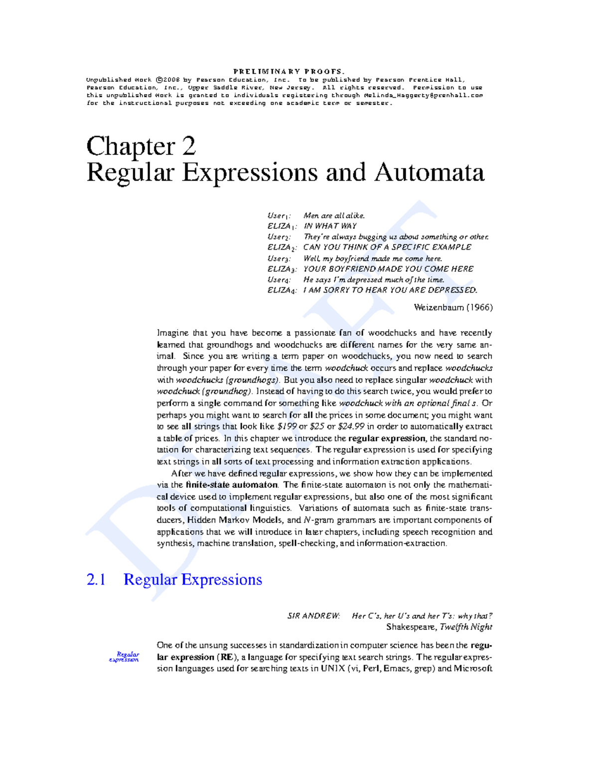 [02] Regular Expressions and Automata - DRAFT P R E L I M I N A R Y P R ...
