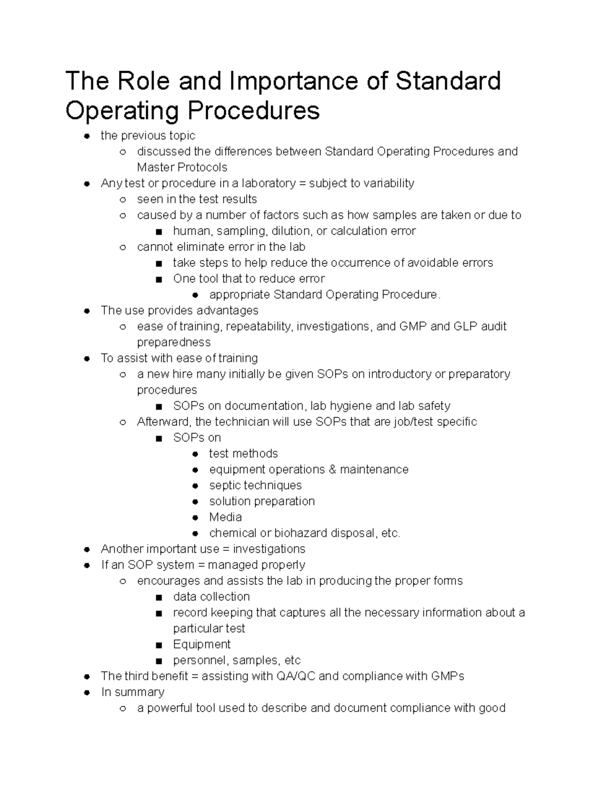 Standard Operating Procedures Pt. 3 - The use provides advantages ease ...