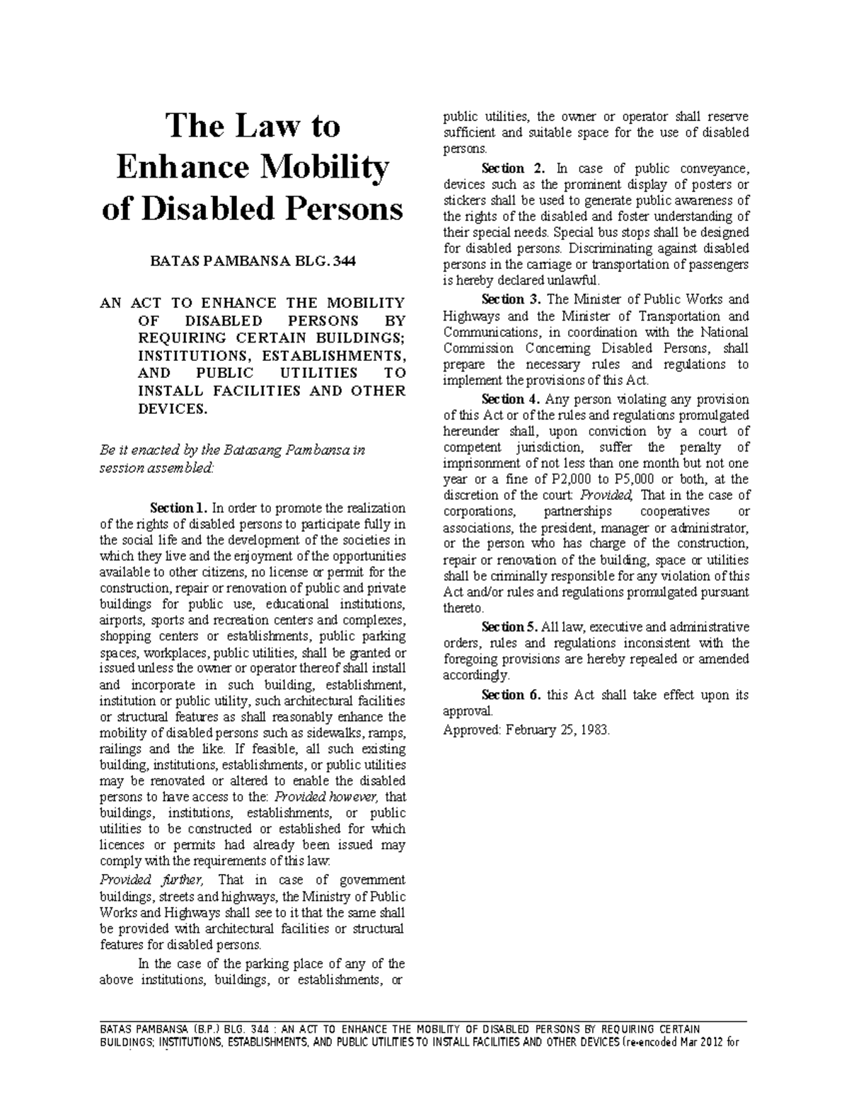 Accessibility Law (B.P.344) With Illustrations - BATAS PAMBANSA (B ...