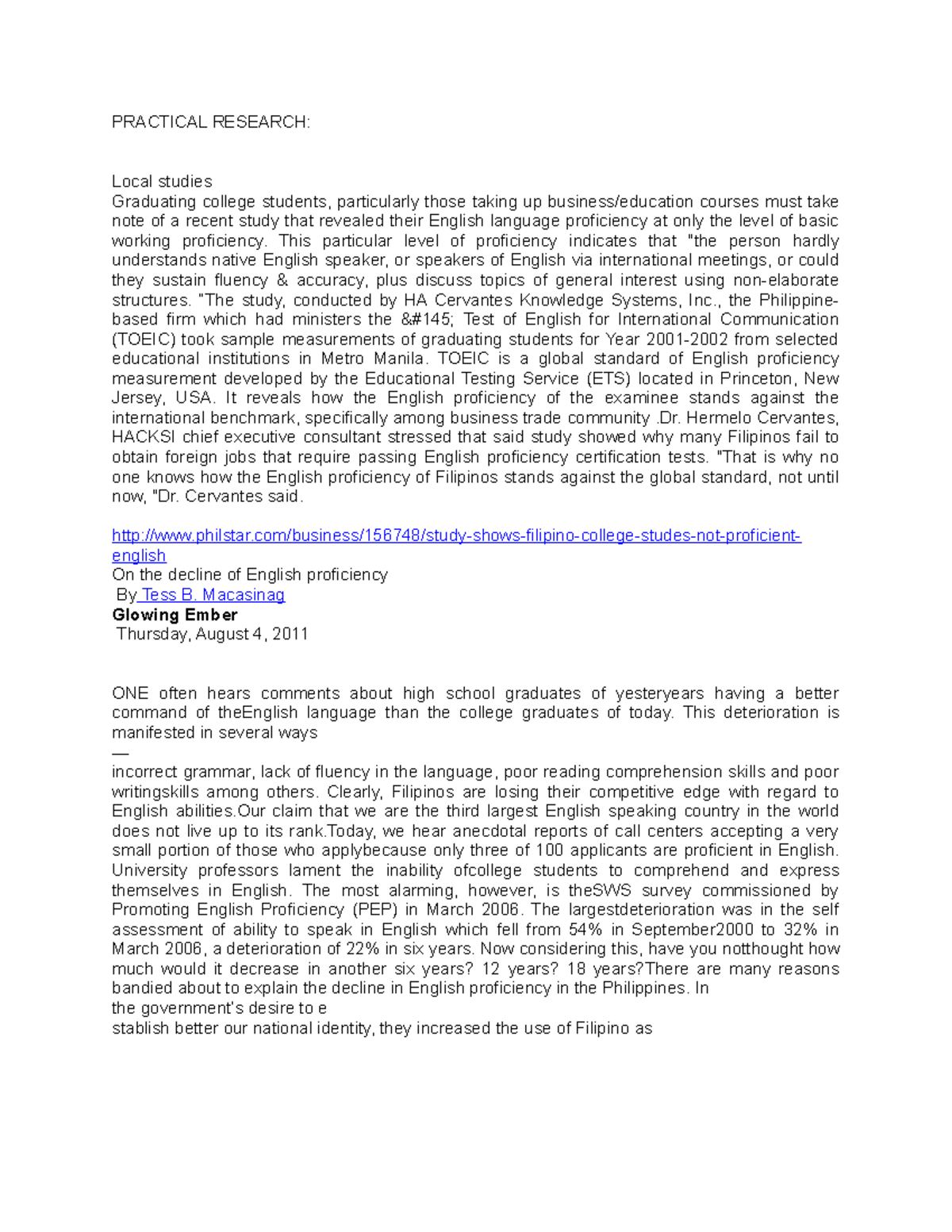 Ijijijijijh - RESEARCH PAPER ACTIVITIES. - PRACTICAL RESEARCH: Local ...