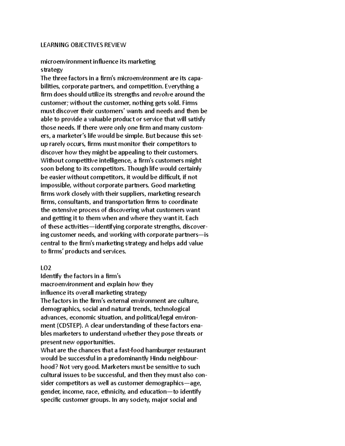Learning Objectives Review 3 - LEARNING OBJECTIVES REVIEW ...