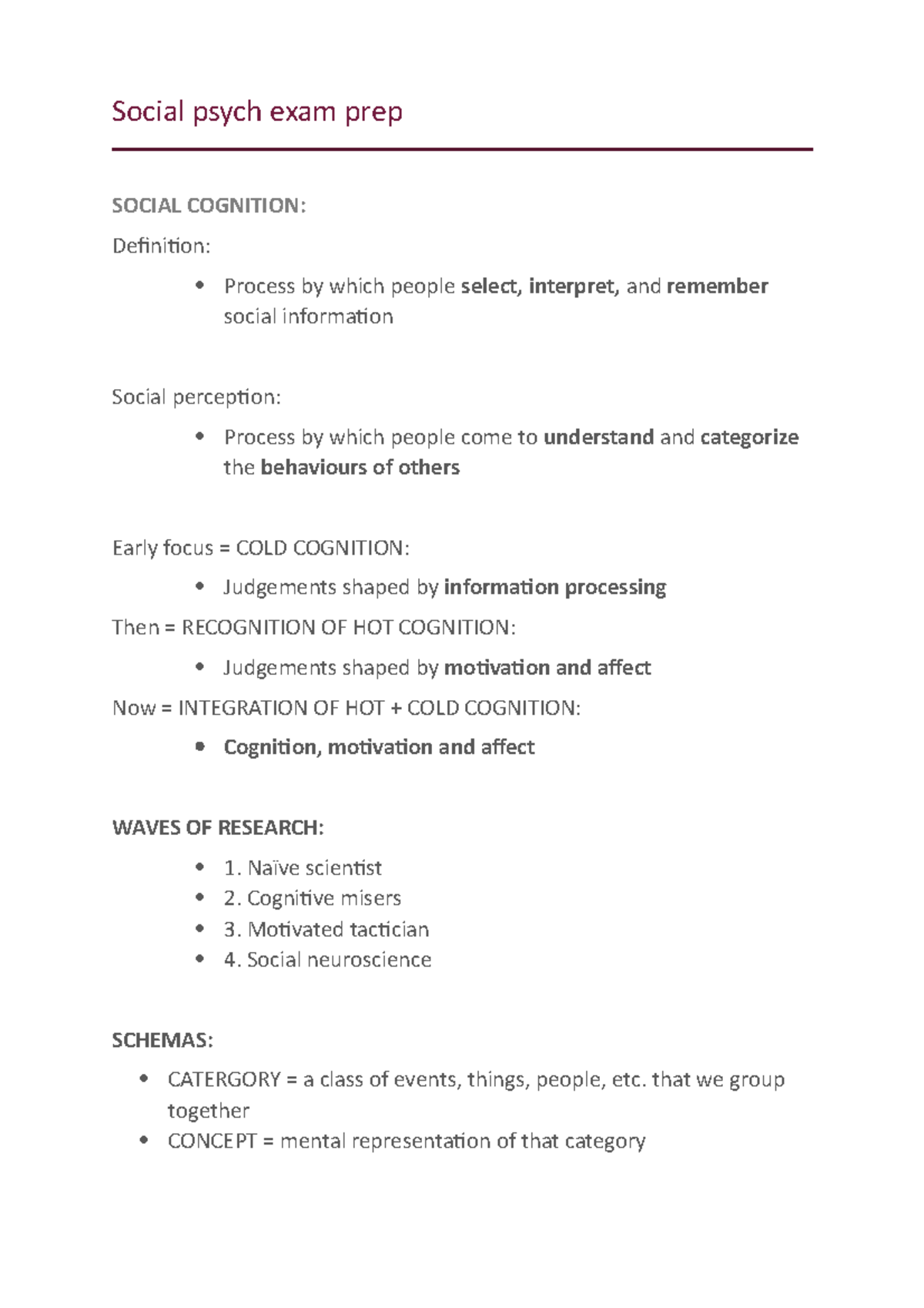 Social psych exam prep - Lecture notes 1-6 - Social psych exam prep ...