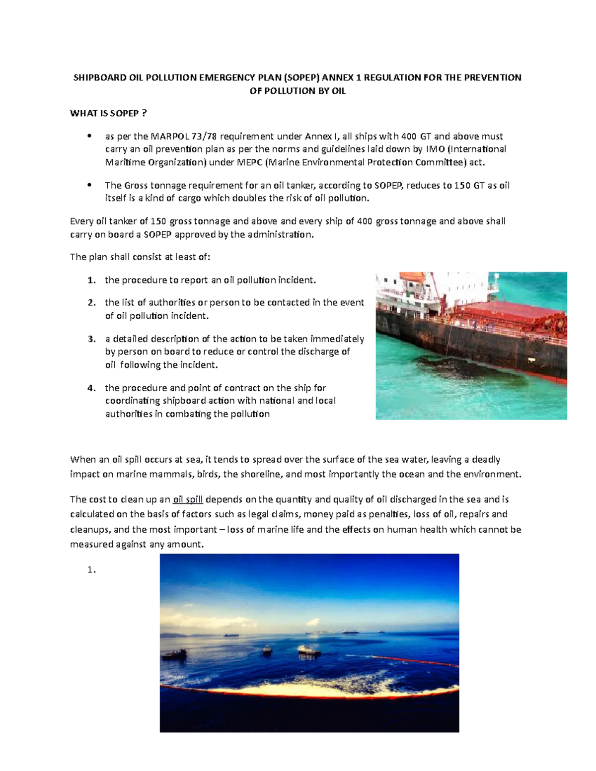 Shipboard OIL Pollution Emergency PLAN - SHIPBOARD OIL POLLUTION ...