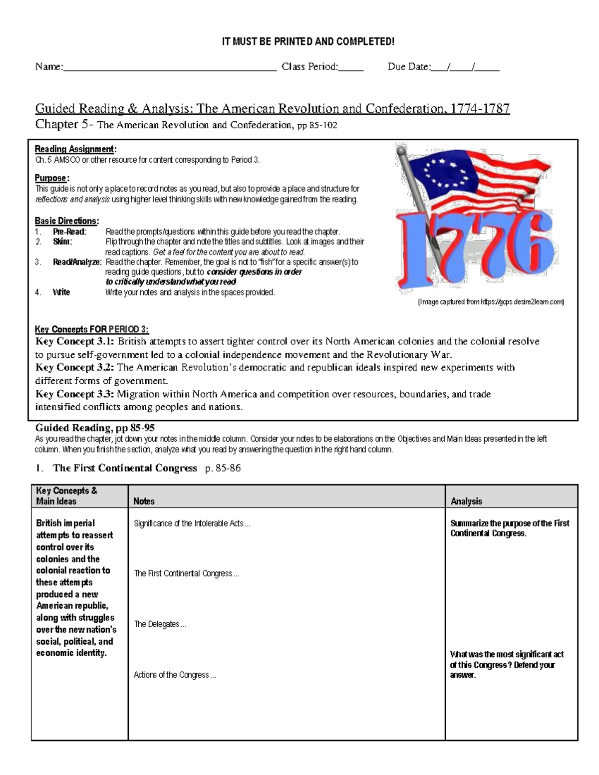 Amsco Chapter 05 Reading Guide-Student version - IT MUST BE PRINTED AND ...