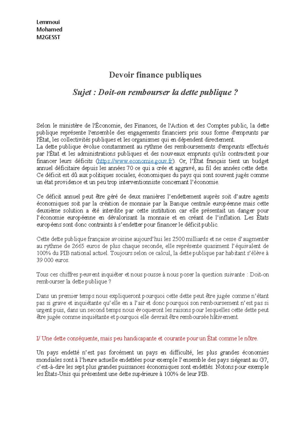 dissertation sur finance publique