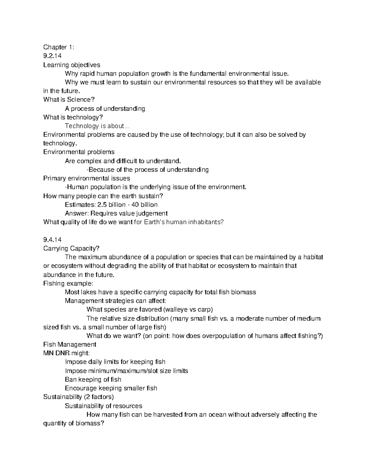 Revision Notes Environmental Issues And Solutions: Summary of Chapters ...