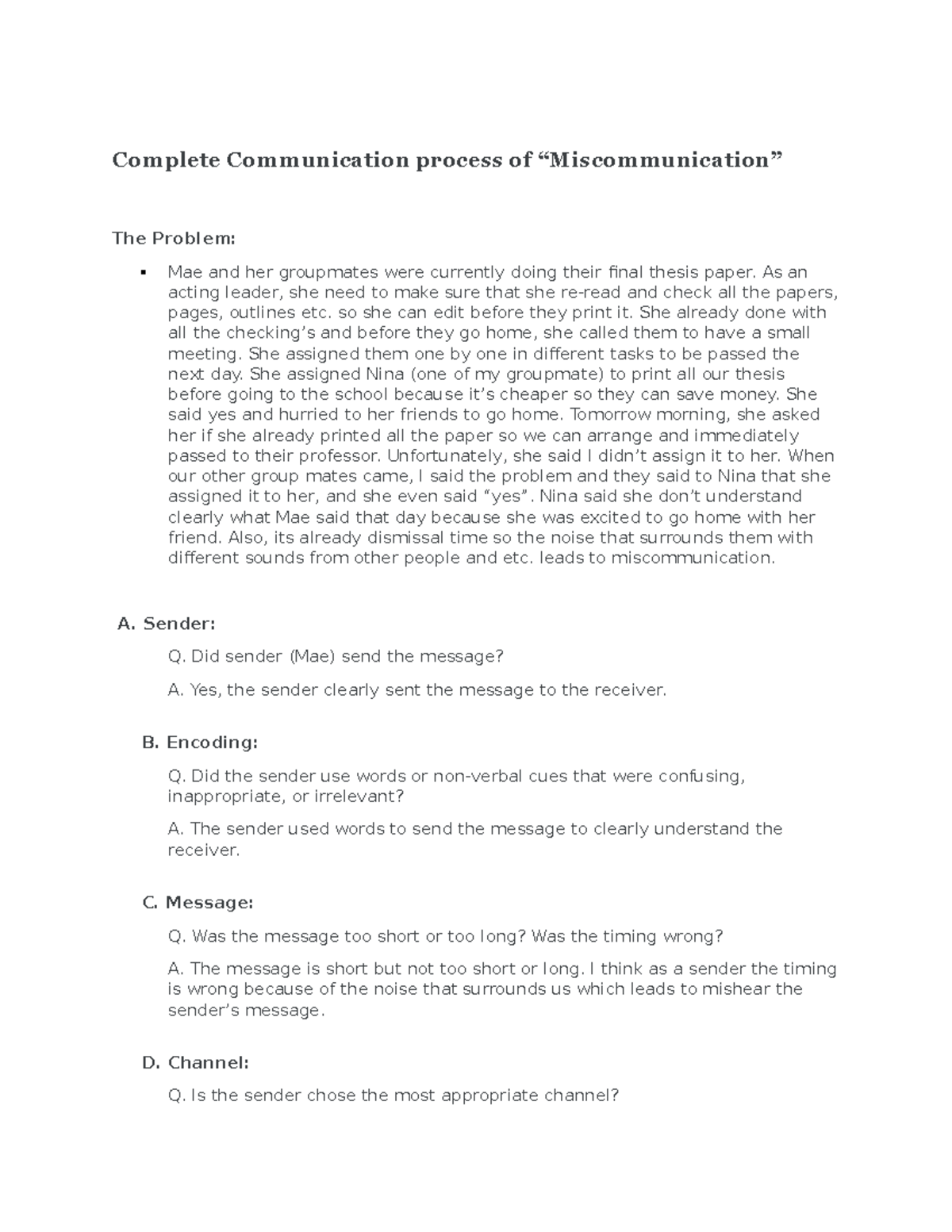 Complete Communication Process Of Miscommunication- A Glimpse Of Errors 