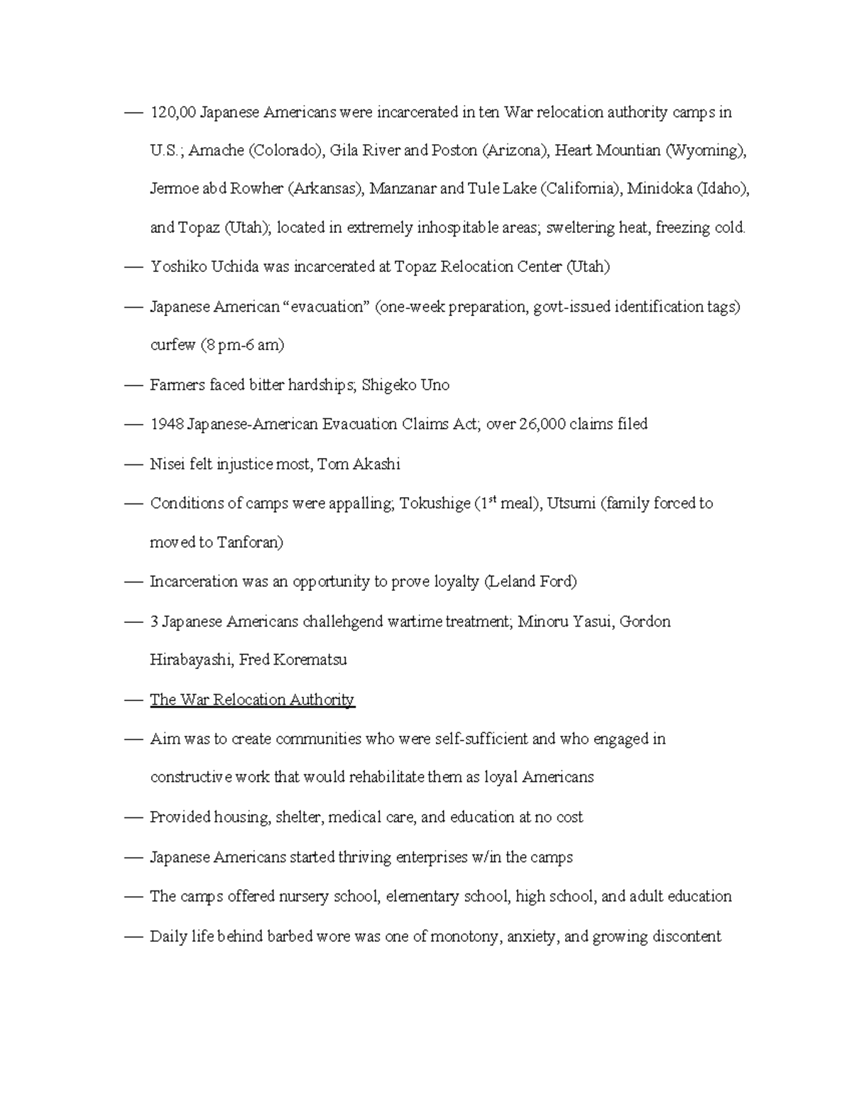 Japanese Americans ; Amache (Colorado), Gila River and Poston