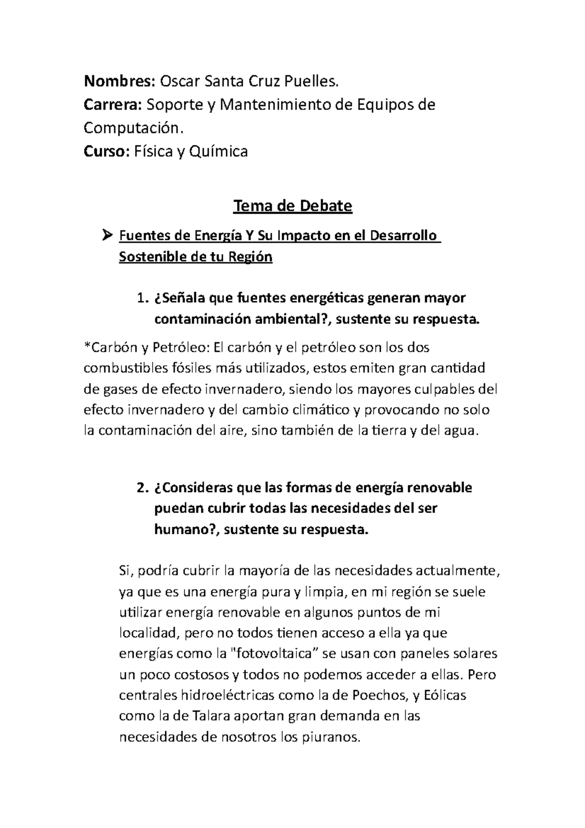 Fuentes de Energía Y Su Impacto en el Desarrollo Sostenible de tu ...
