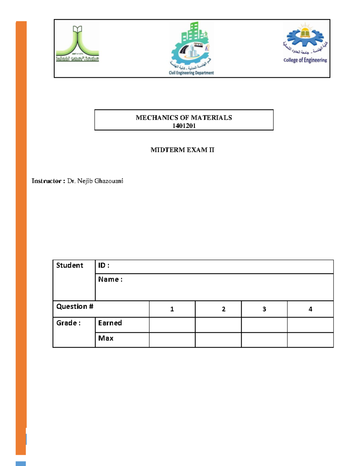 Exam 2016, questions and answers - MECHANICS OF MATERIALS 1401201 ...