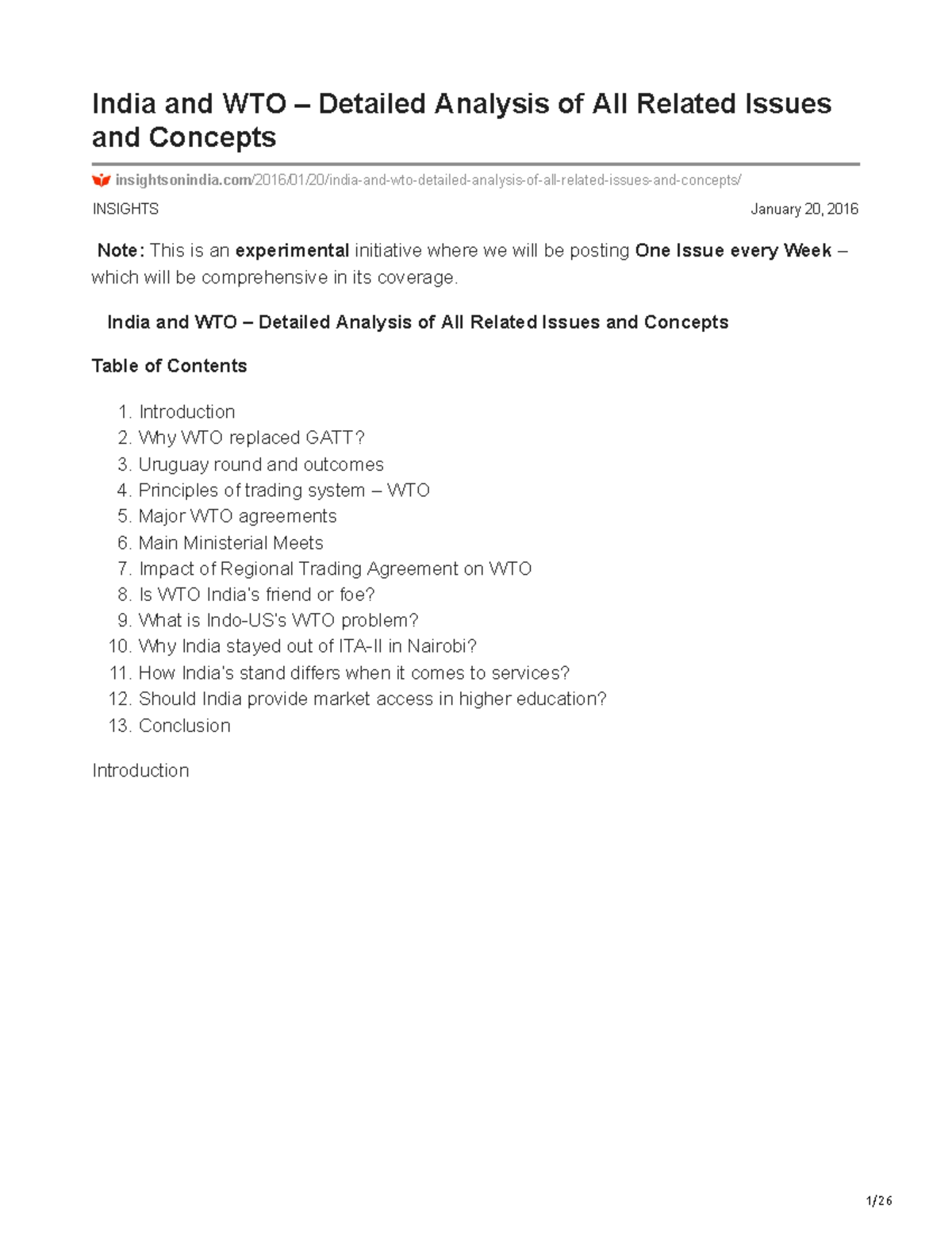 Insightsonindia.com-India and WTO Detailed Analysis of All Related ...