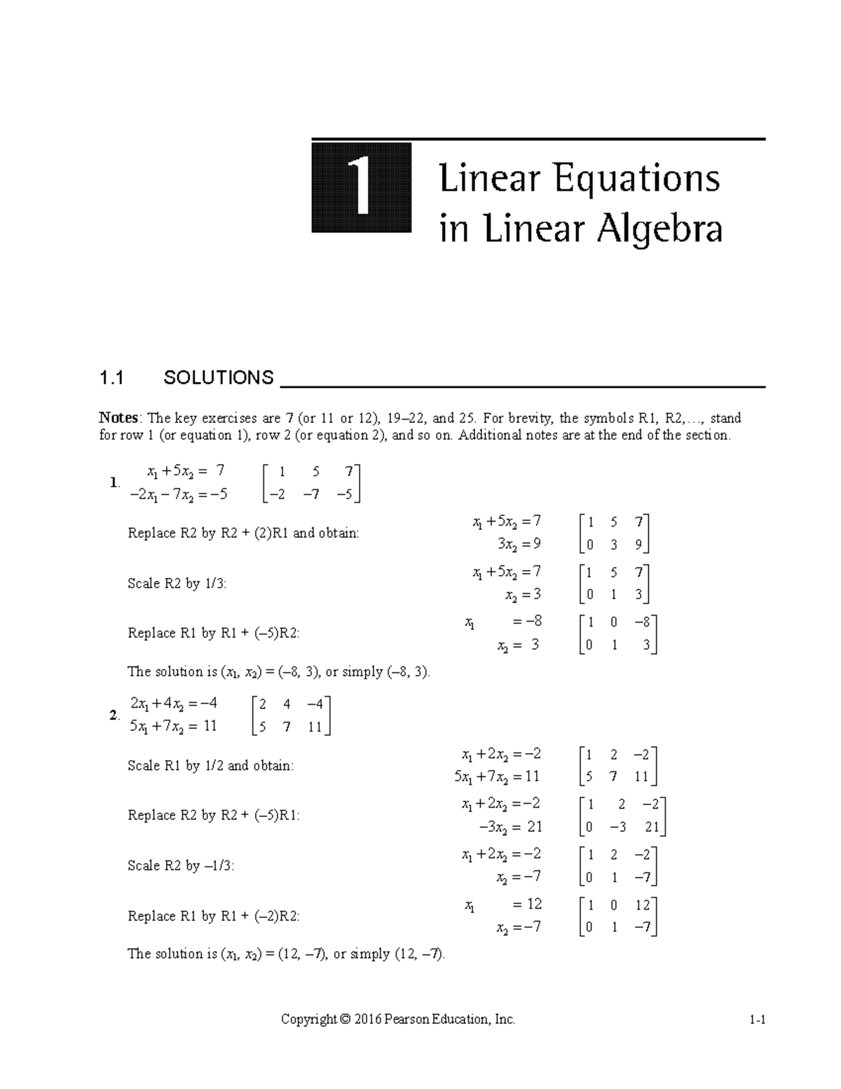 Solutions Chapter - 1 SOLUTIONS Notes: The Key Exercises Are 7 (or 11 ...