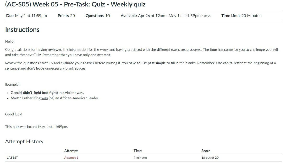 (AC-S05) Week 05 - Pre-Task Quiz - Weekly Quiz - Ingles III - Studocu