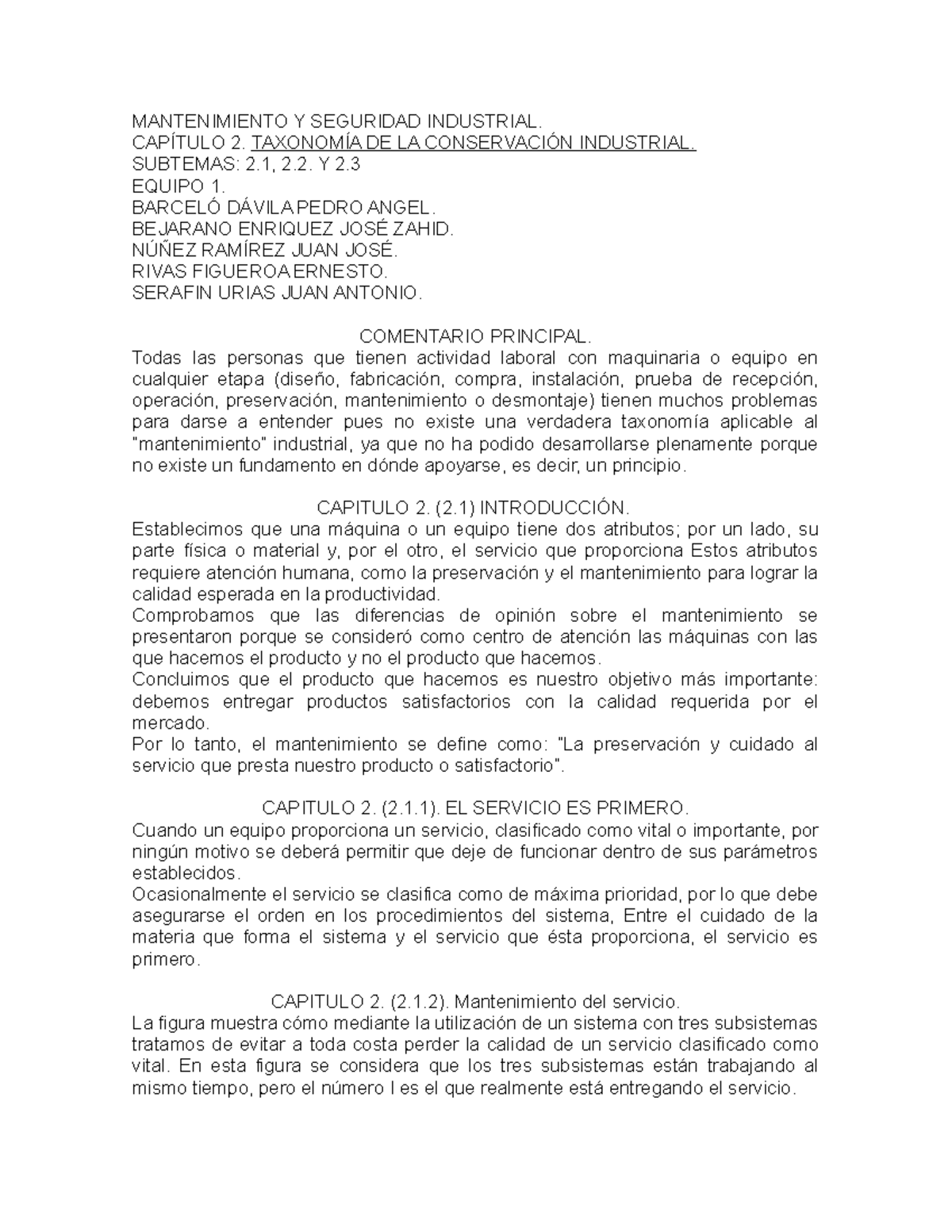 Capítulo 2. Taxonomía DE LA Conservación Industrial MANTENIMIENTO Y