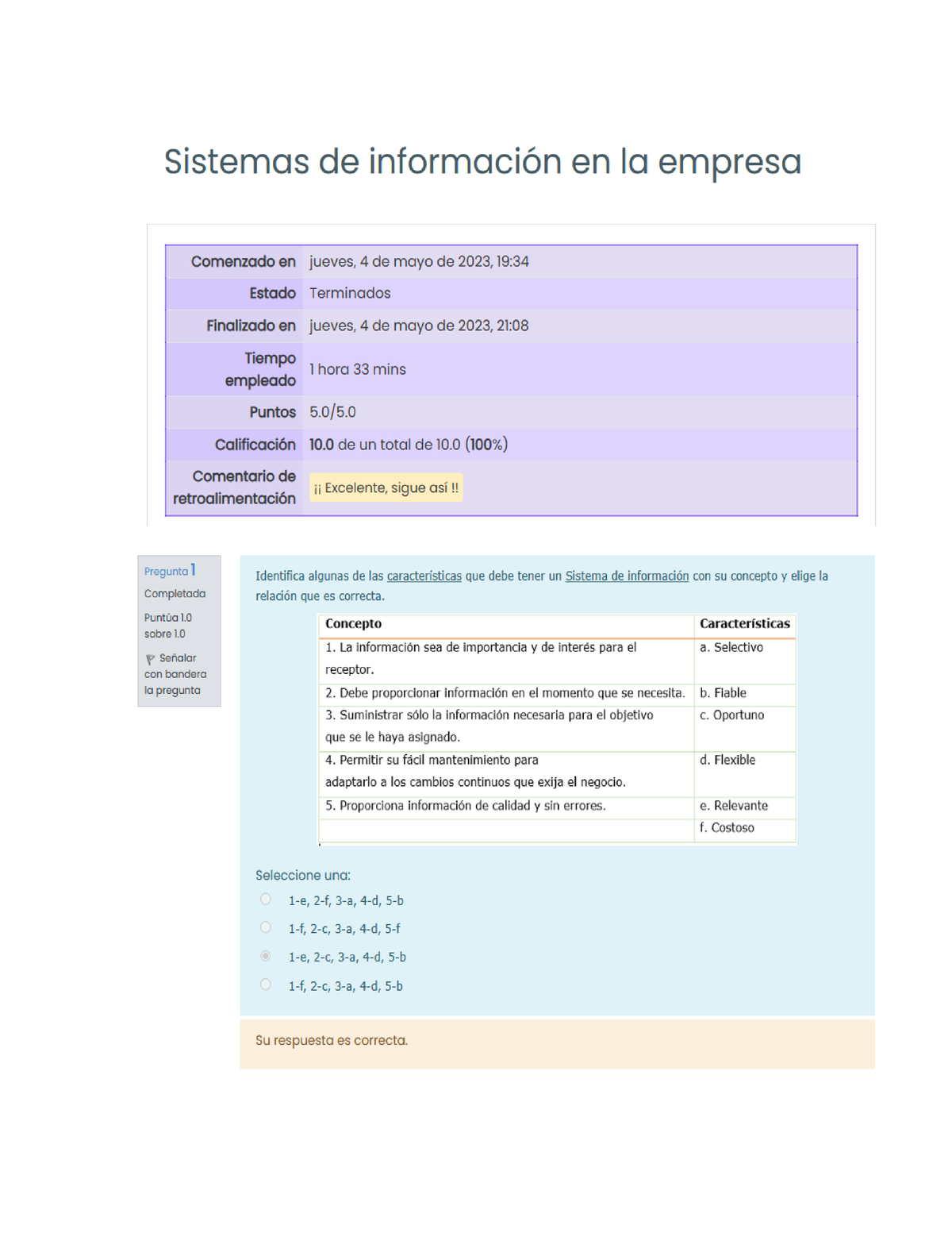 Examen Semana 1 Sistemas De Infromacion En La Empresa Sistemas De Información En La Empresa 3259