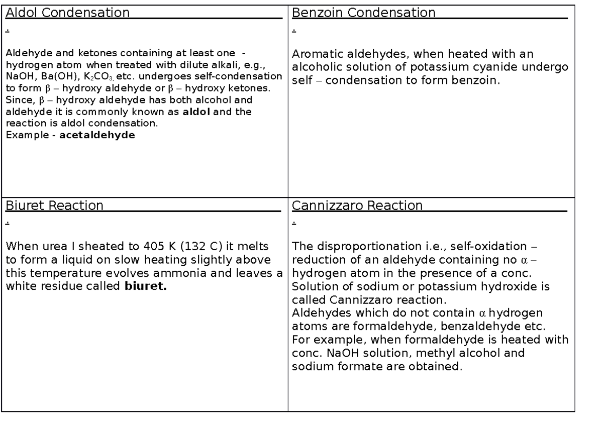 Flash cards - organic - Aldol Condensation . Aldehyde and ketones ...