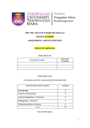 IMU451 Article (10,11) - 2 The Effect of the Article in Researcher’s ...