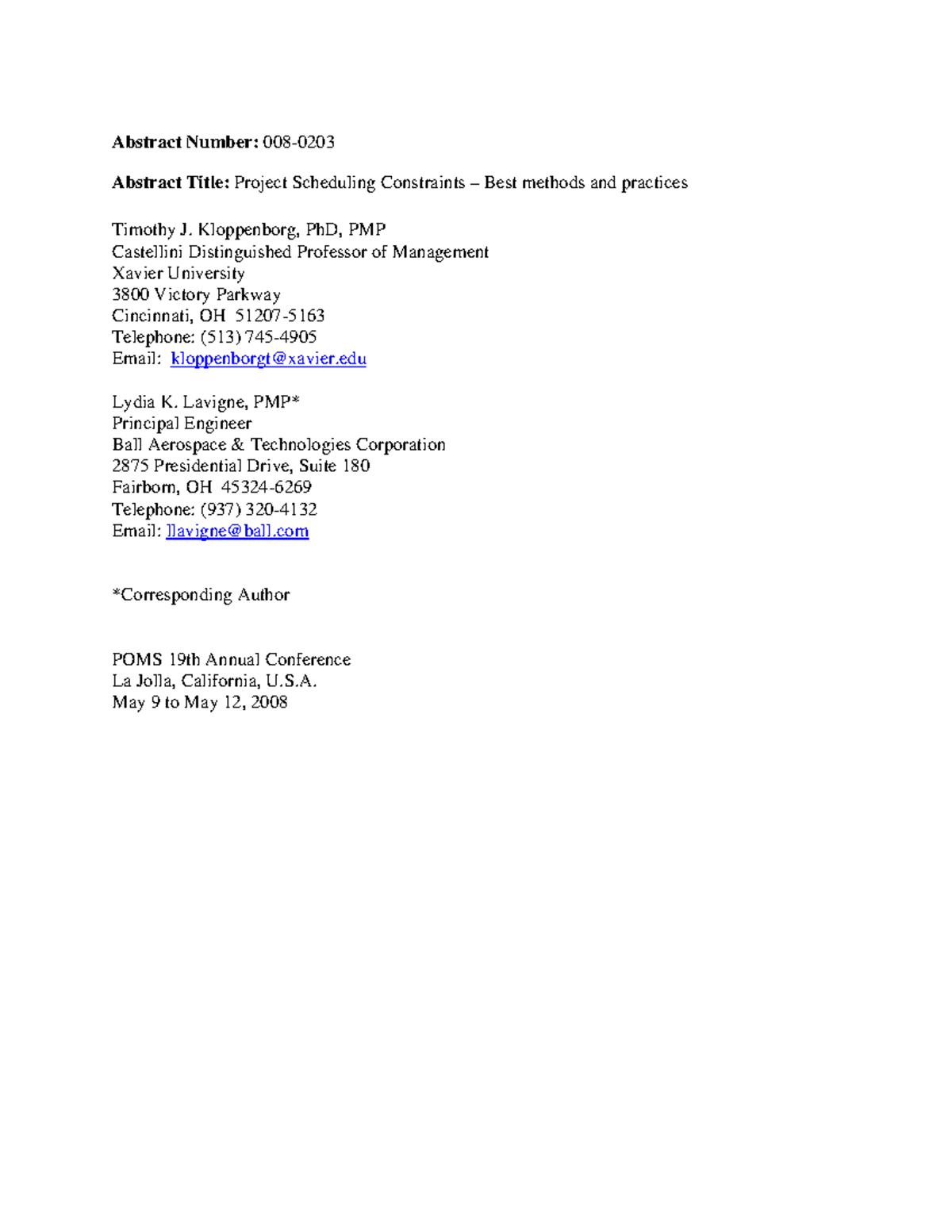 008-0203 - Service operation management - Abstract Number: 008 ...