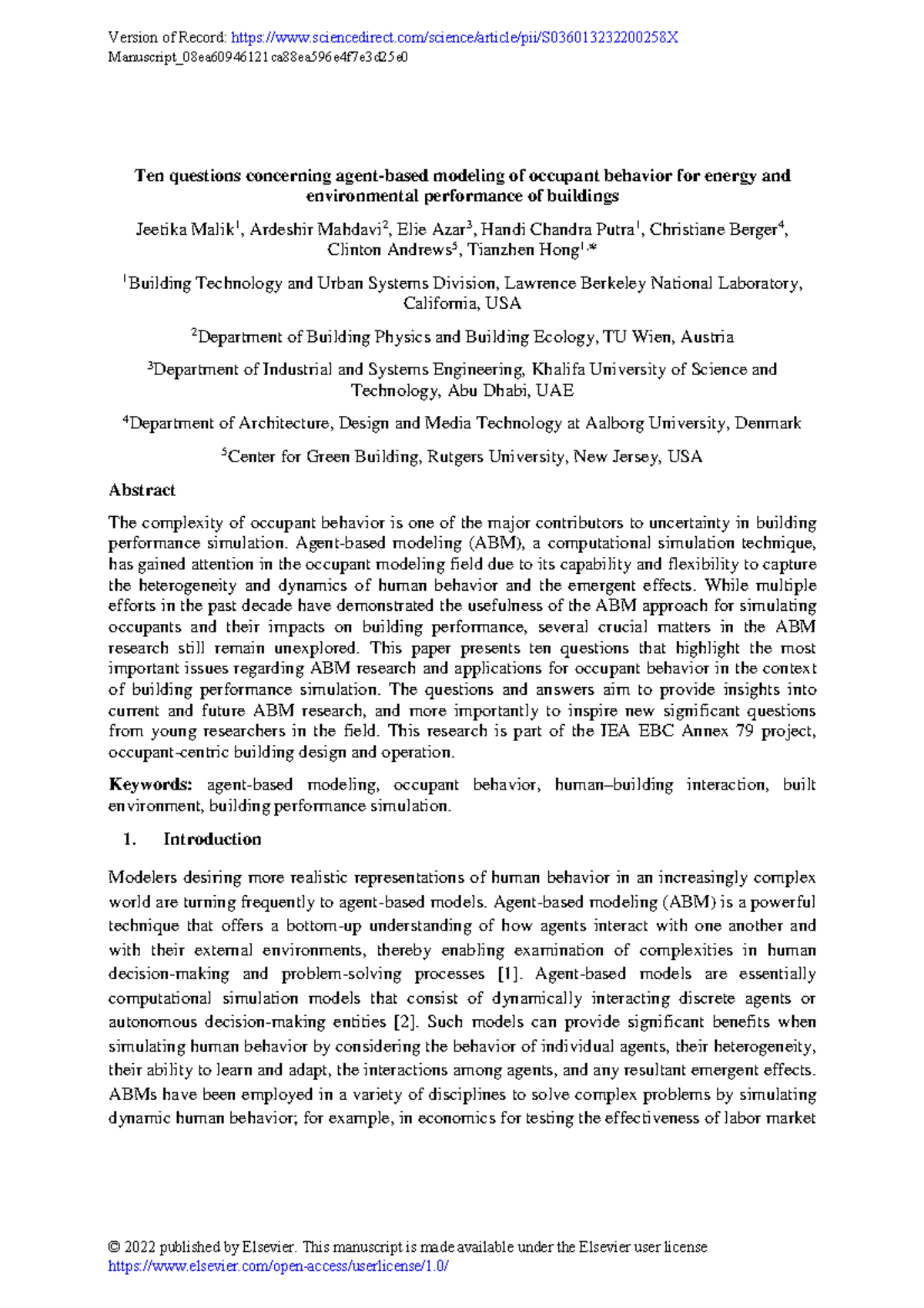 Agent based Modelling question answer Ten questions concerning agent