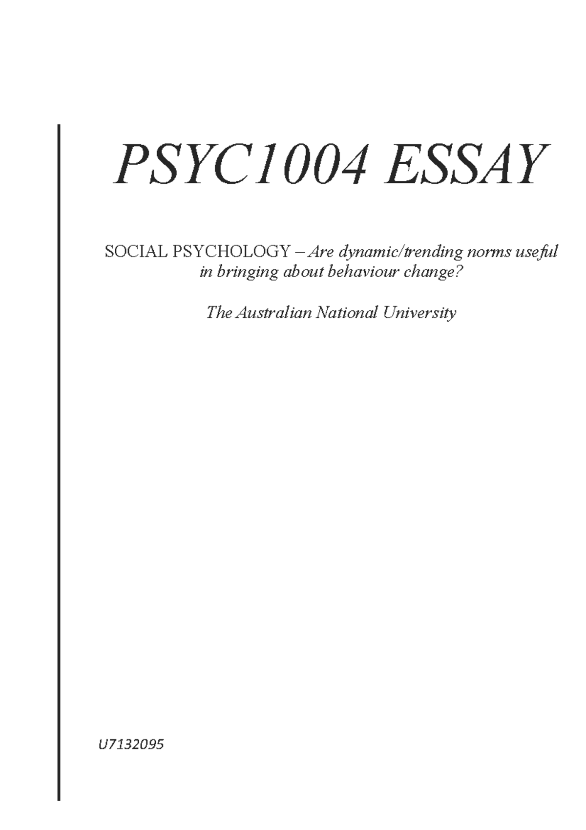 essay for social psychology