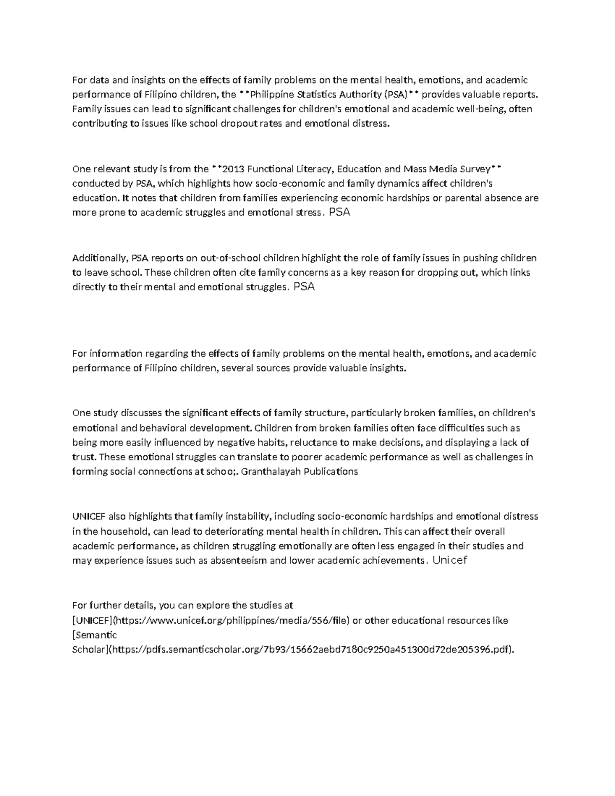 UCSP Research Possible FOR DATA - For data and insights on the effects ...