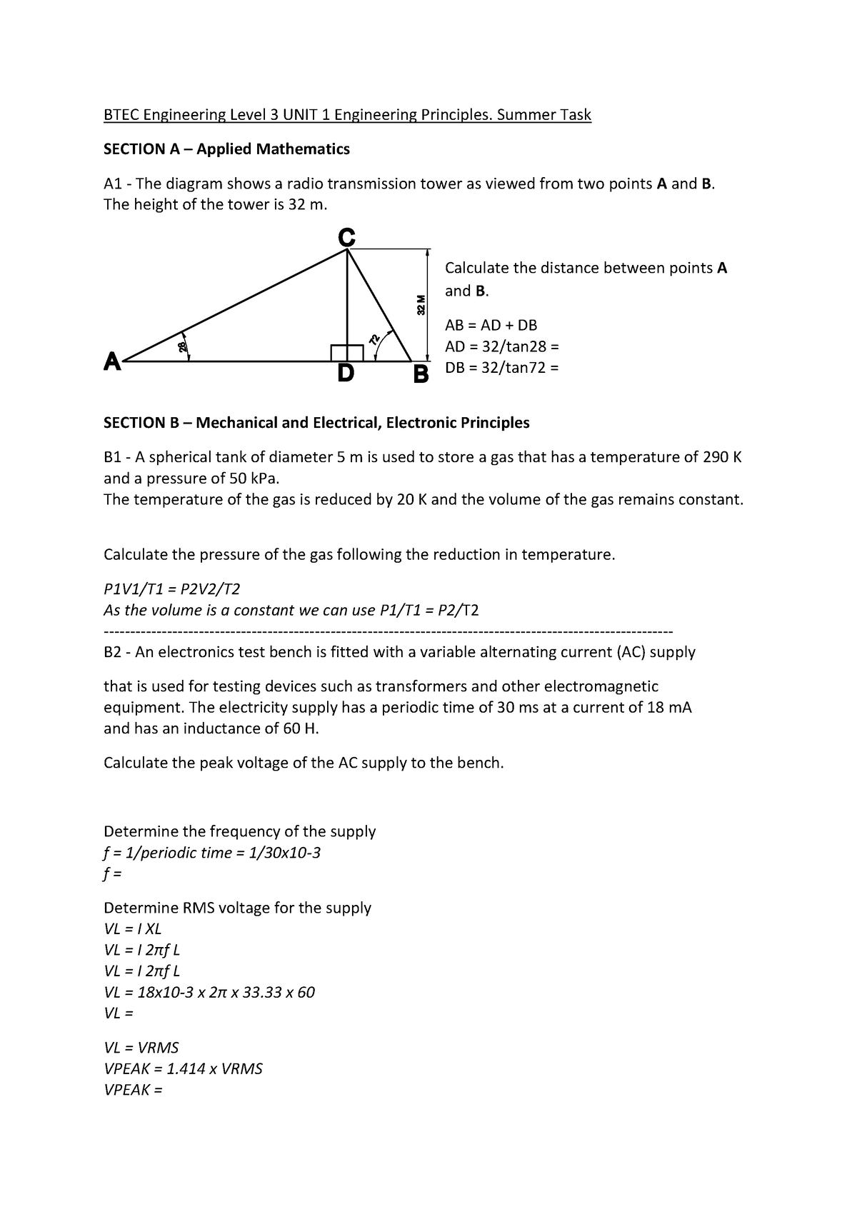 ST20Engineering-1 summer task - BTEC Engineering Level 3 UNIT 1 ...