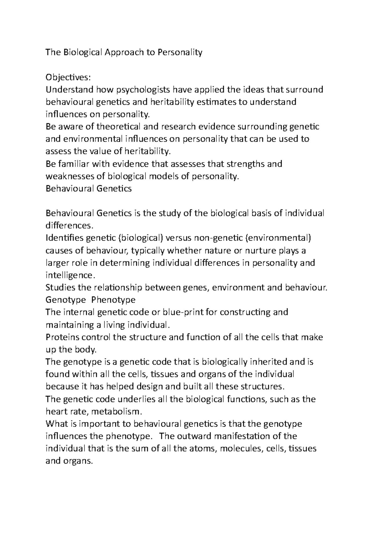 The biological approach to personality the biological approach to