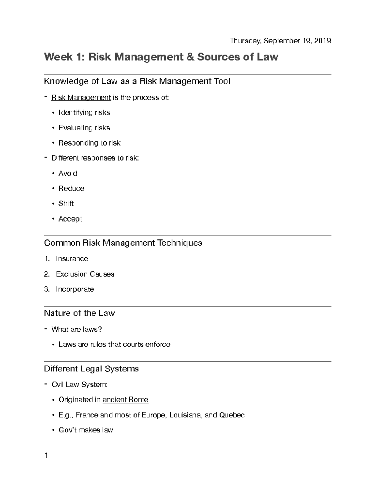 Week 1 - Risk Management - , France and most of Europe, Louisiana, and ...