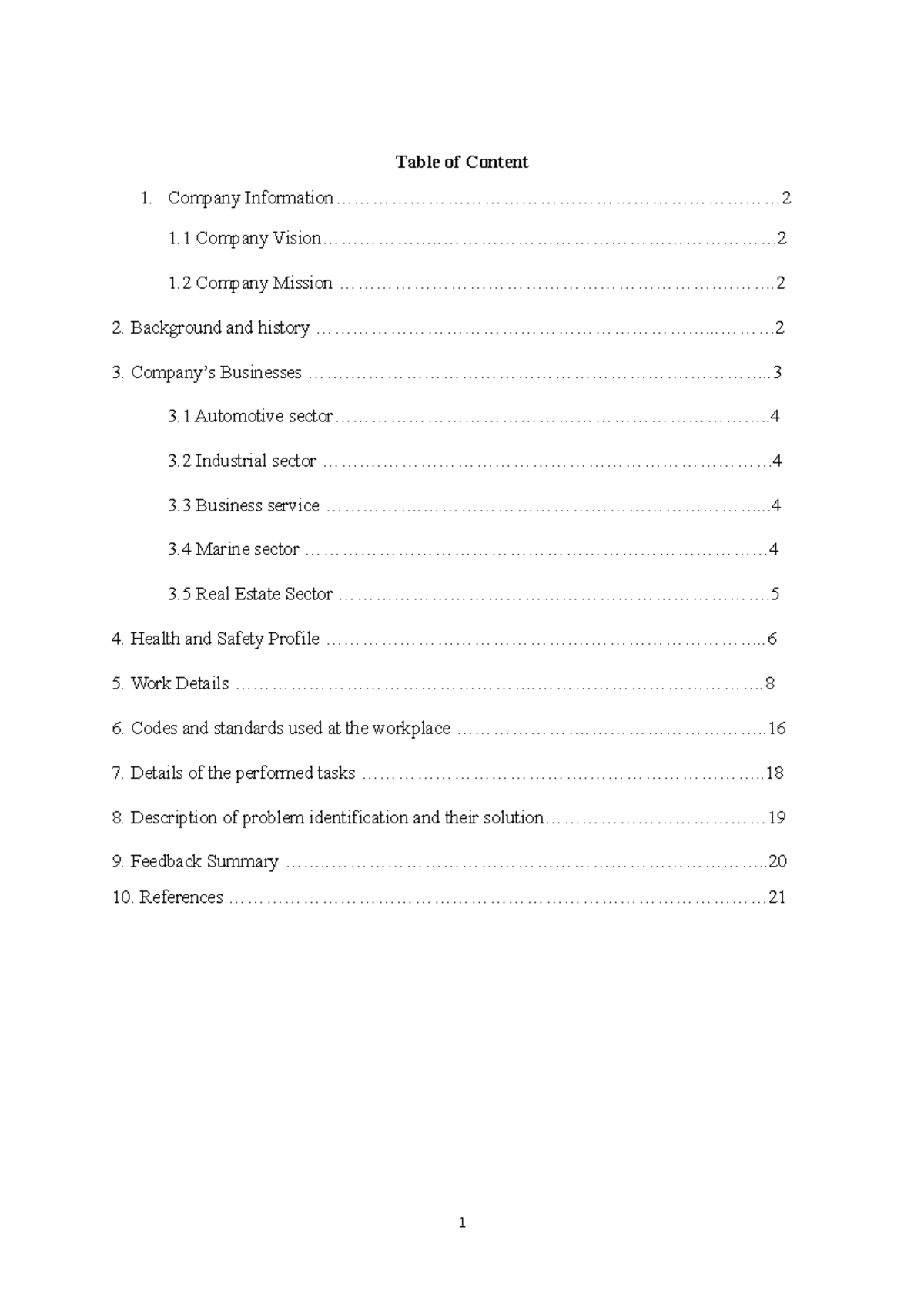 WP - Its training report - Table of Content Company - Studocu