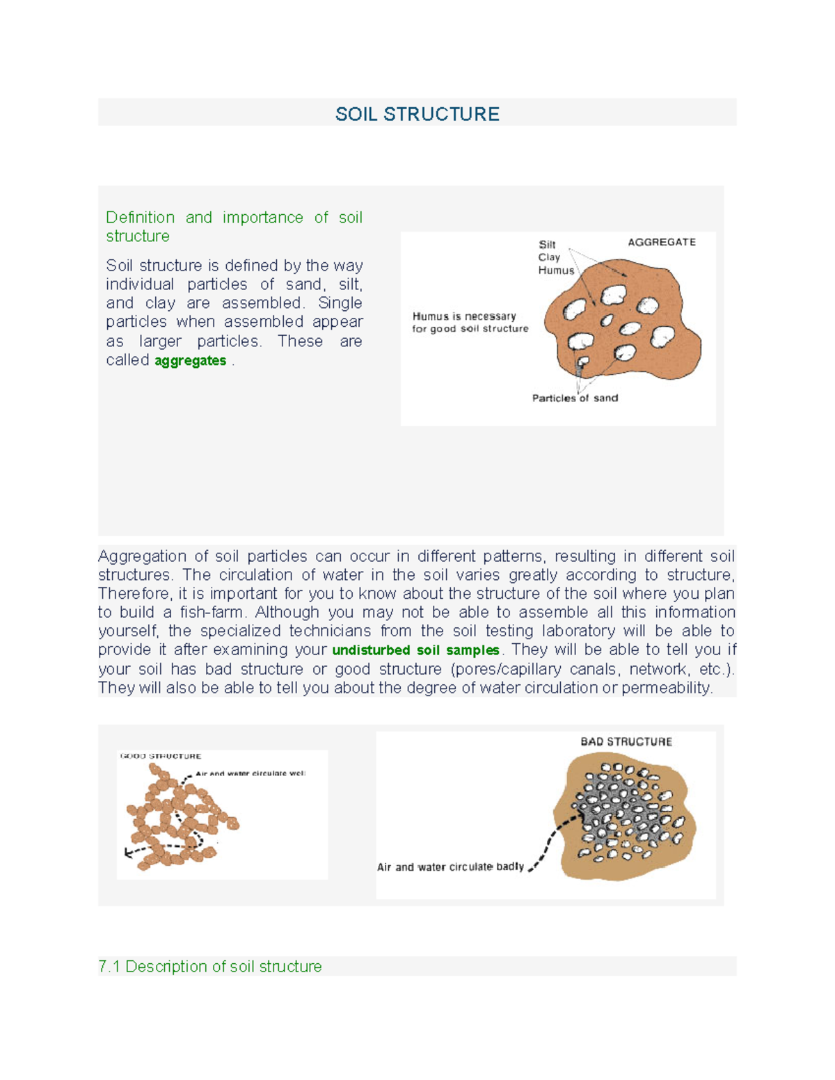 SOIL Structure module 1 SOIL STRUCTURE Definition and importance of