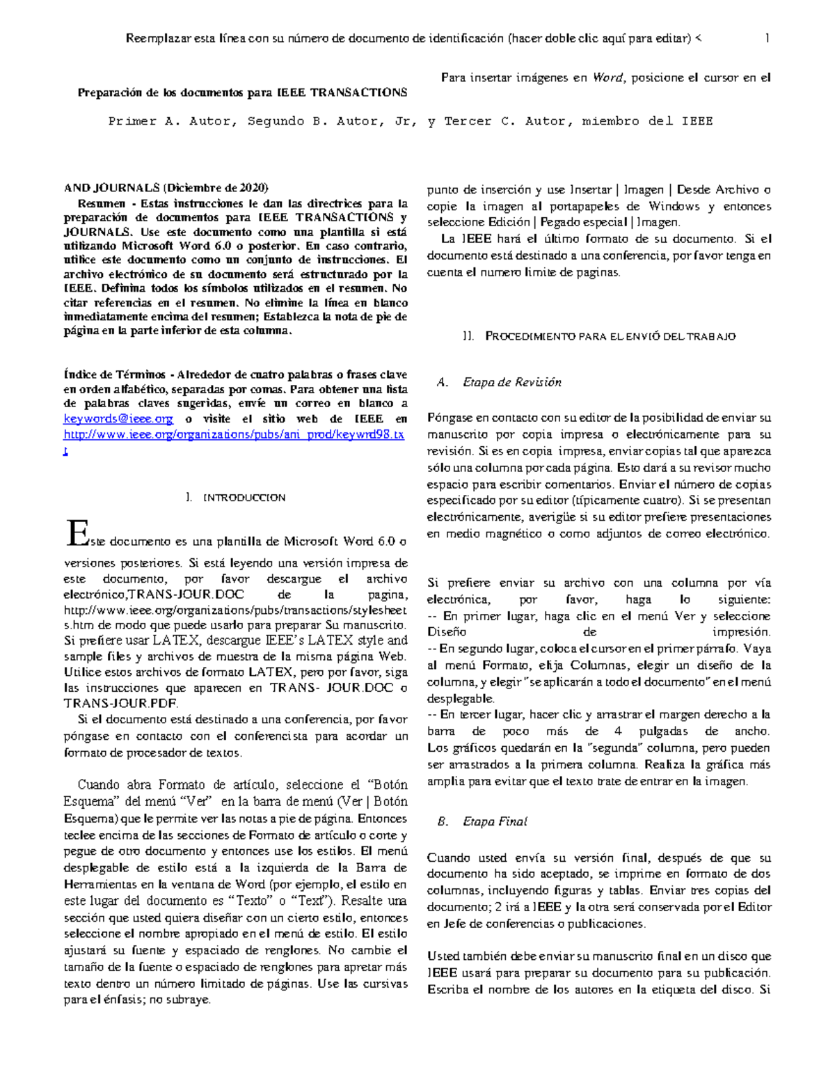 Formato presentacion documentos normas ieee - Preparación de los ...