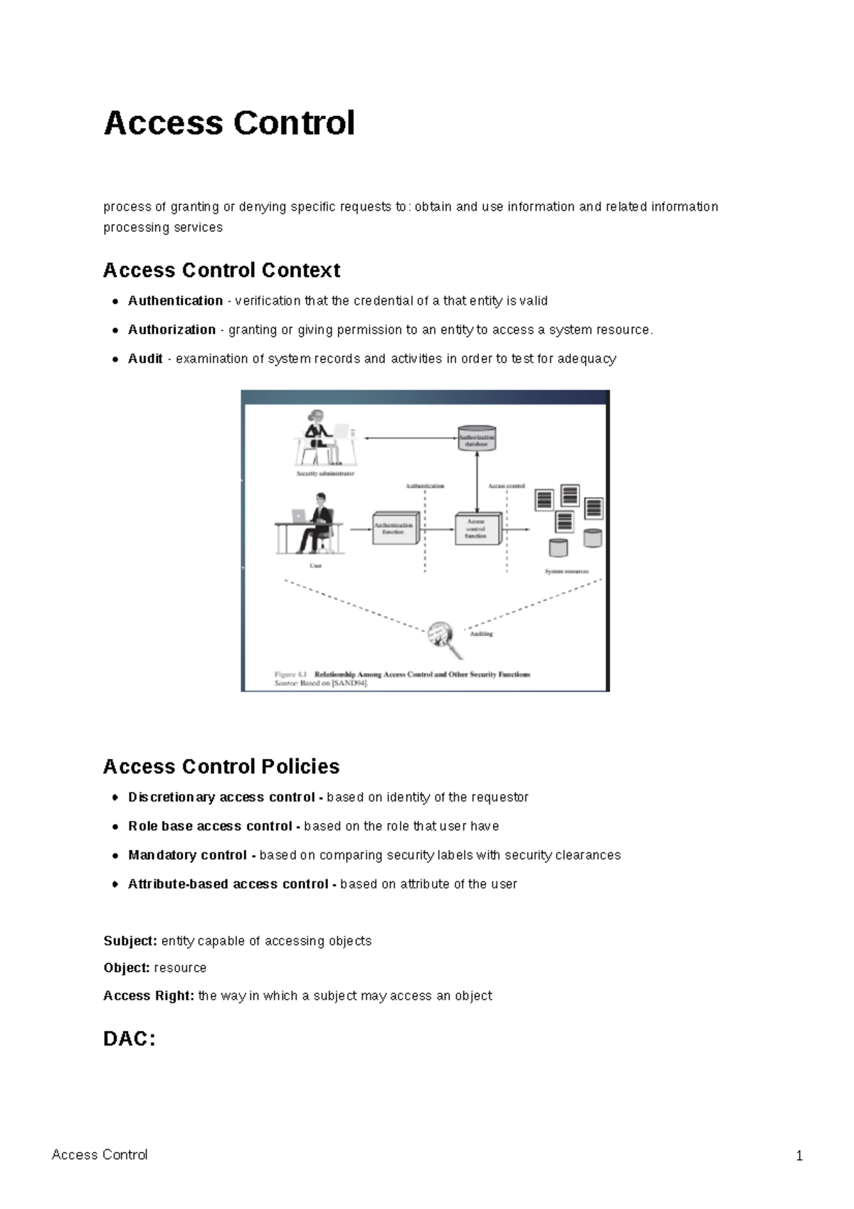 Access Control Audit examination of system records and activities
