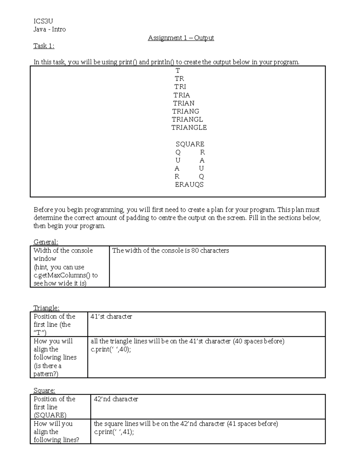 Copy of 1.2 Java Output Assignment page 430 - ICS3U Java - Intro ...