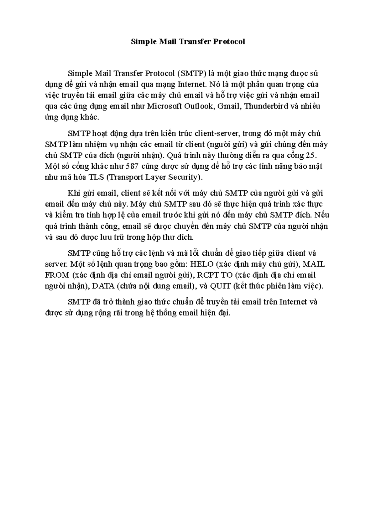 Simple Mail Transfer Protocol - Simple Mail Transfer Protocol Simple ...