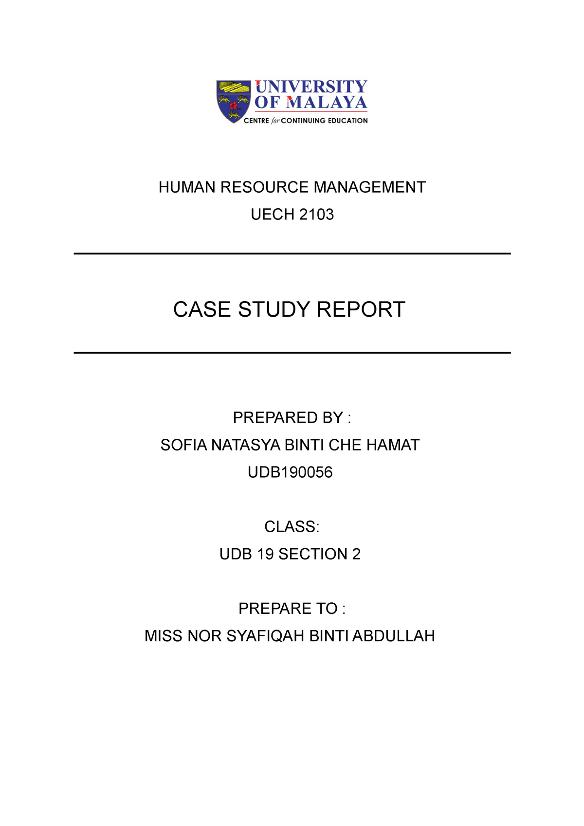 sample case study for human resource management