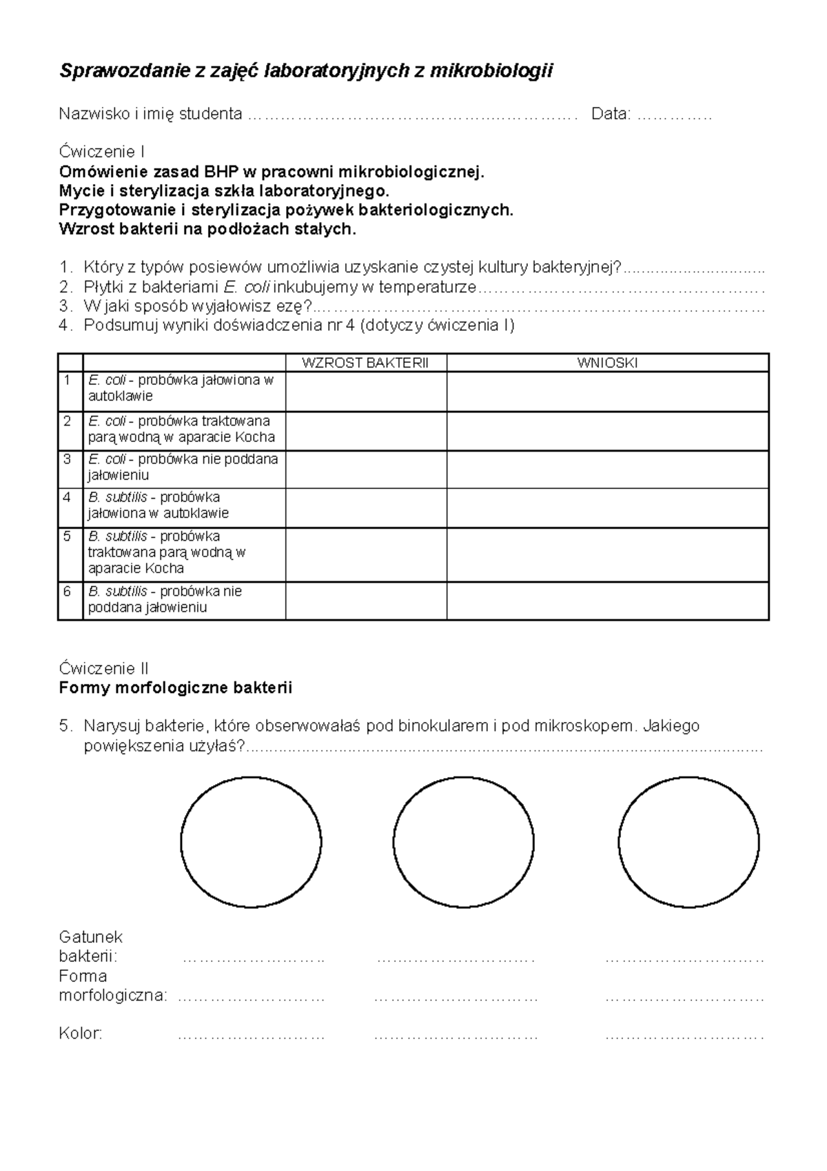 Sprawozdanie Do ćwiczeń I I II - Sprawozdanie Z Zajęć Laboratoryjnych Z ...