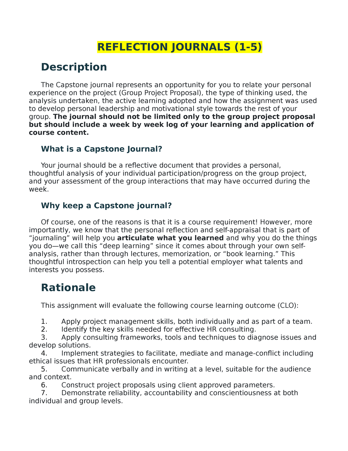 Capstone Reflection Paper Sample by Capstone Paper - Issuu