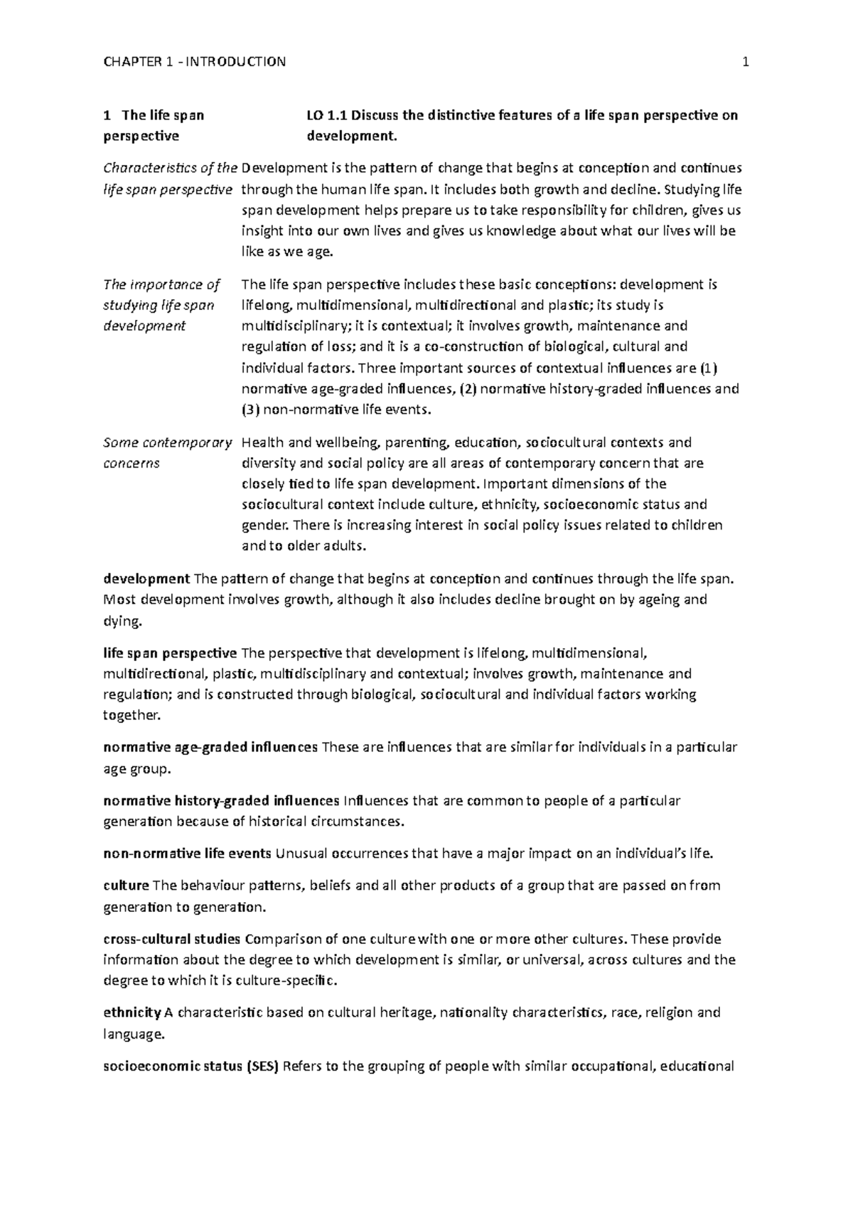 Summary Of Chapter 1 Life Span Development Australia And New Zealand Summary Of Chapter 1 Life Span Development Australia And New Zealand