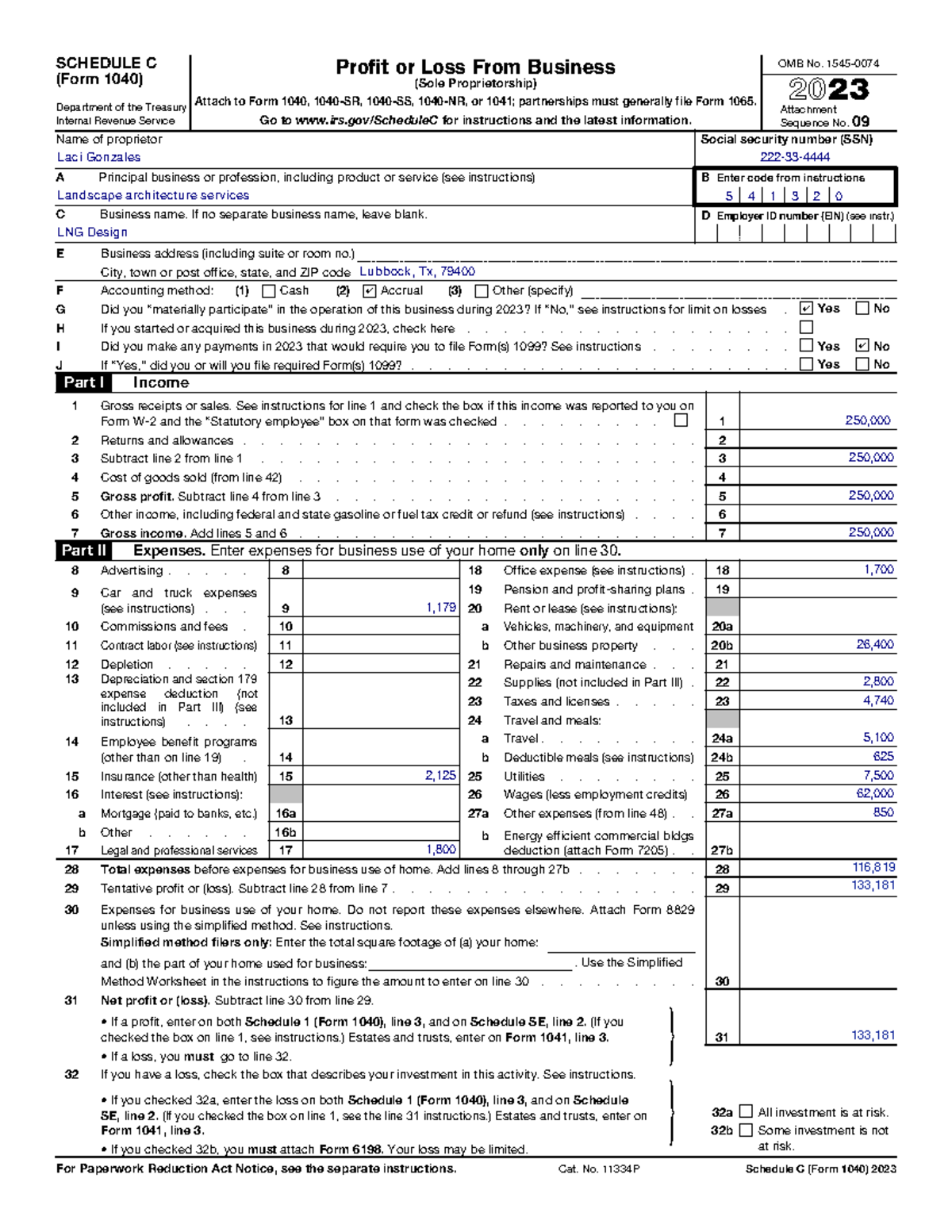 TRP Schedule C - SCHEDULE C (Form 1040) Department of the Treasury ...