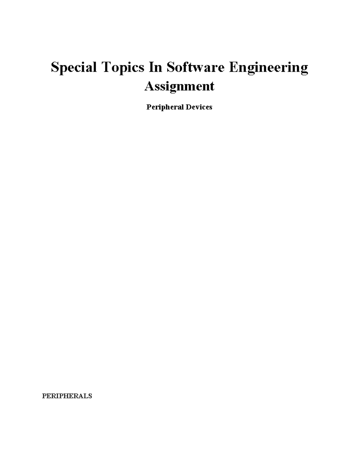 Assignment 1 special topic in software engineering Special Topics